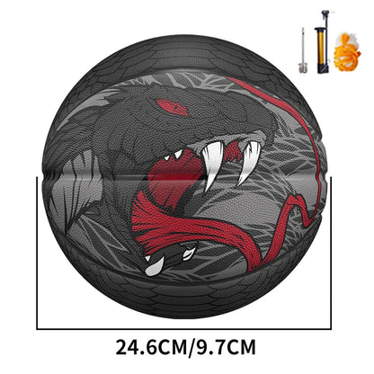 Black Size 7 Dendroaspis Polylepis Basketball – Official Outdoor Training Ball with Pump & Needle