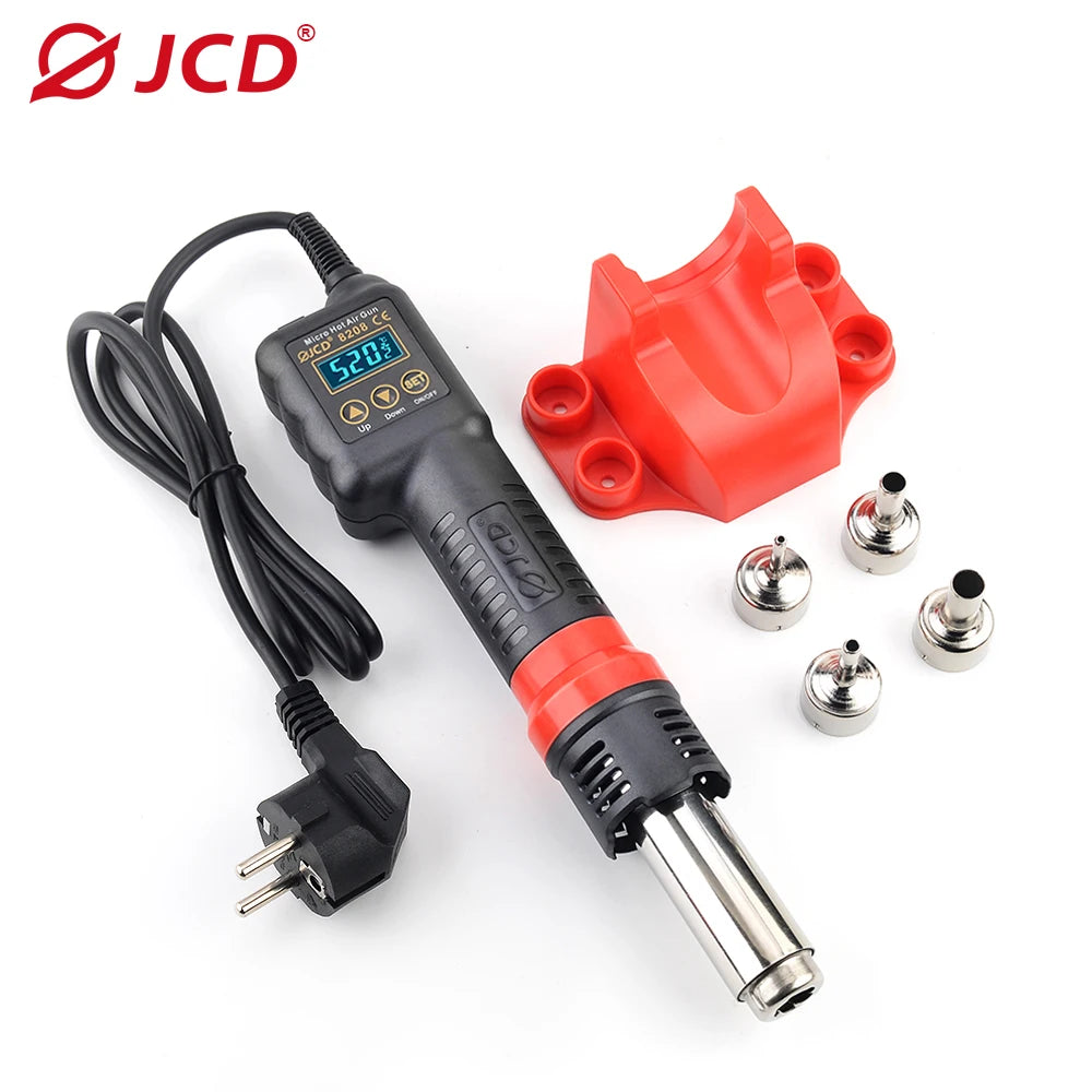 JCD Micro Hot Air Gun 8208 – 750W Soldering & Welding Rework Station, LCD Display All-in-One Heat Gun for BGA & IC Soldering