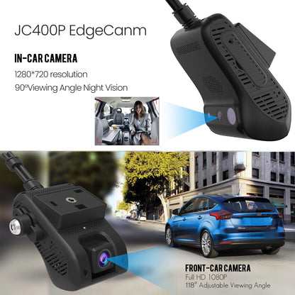 Jimi JC400P 4G Car Camera – 1080P Dual Cameras, GPS Tracking, Wifi Hotspot, Live Stream, DVR Dash Cam with Free App