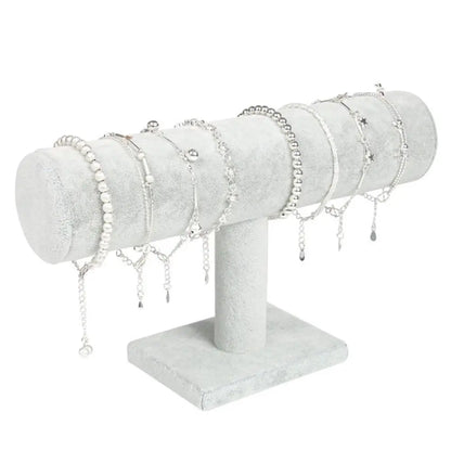 6-Color Upright Velvet Bracelet & Chain Watch Display Rack – Hard Jewelry Organizer Stand Holder