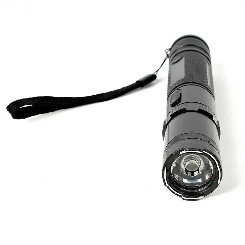 910A Rechargeable Self-Defense Flashlight — High-Power Outdoor Torch with Large Capacity Battery, Black