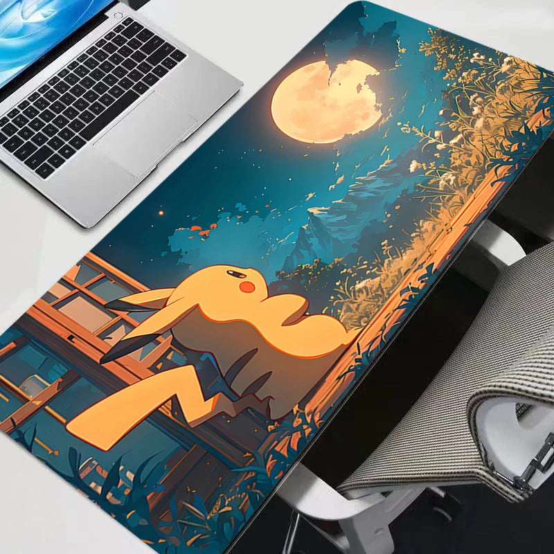 Pokémon Pikachu Kawaii Anime Mouse Pad - Non-Slip Rubber Gaming Desk Mat for PC and Keyboard, 90 × 40 cm