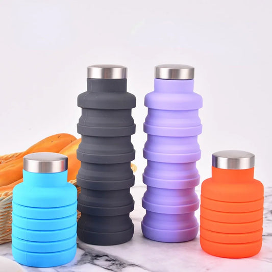 Collapsible Silicone Water Bottle - BPA Free, Reusable and Foldable for Outdoor Hiking and Mountaineering