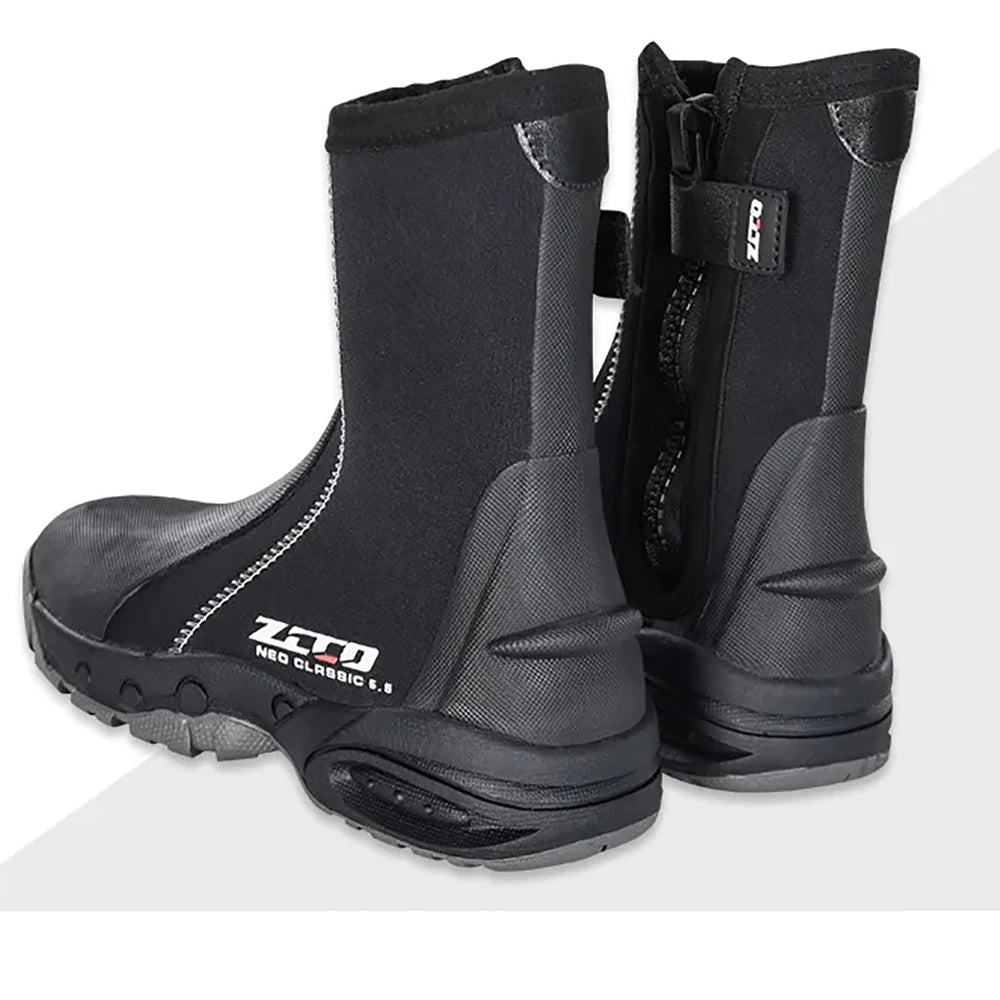 5mm Neoprene Dive Boots with Side Zipper – Wetsuit Shoes for Men & Women, Snorkeling & Scuba Diving Water Sports Accessories