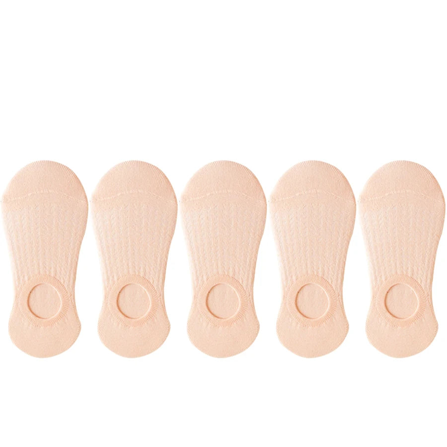 5 Pairs Women’s No-Show Socks – Summer Invisible Short Lace Boat Socks, Breathable Non-Slip Silicone Fashion Socks