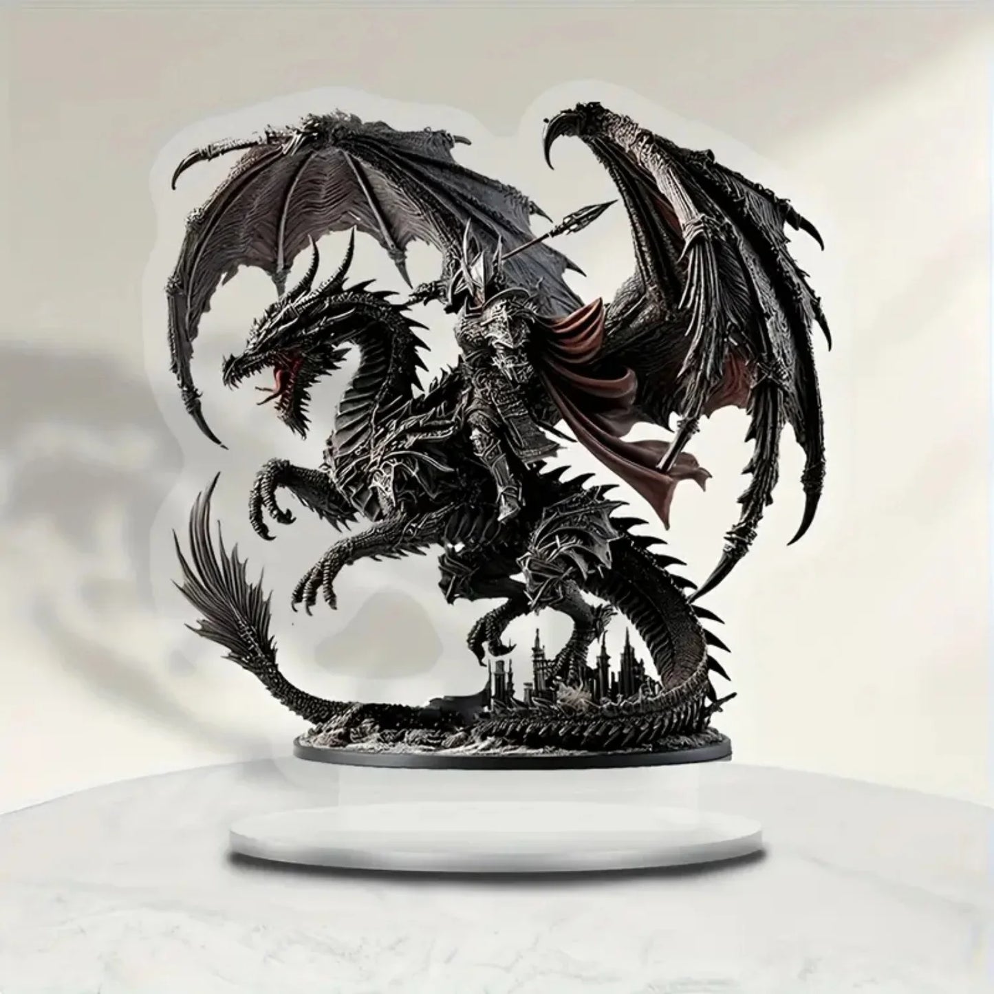 Black Dragon Lightning Acrylic Plaque - 2D Decorative Display Sign for Home, Office, Cafe & Studio