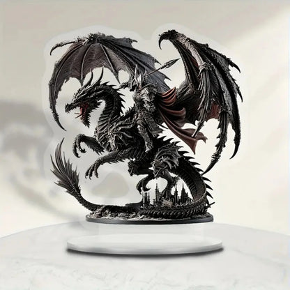 Black Dragon Lightning Acrylic Plaque - 2D Decorative Display Sign for Home, Office, Cafe & Studio