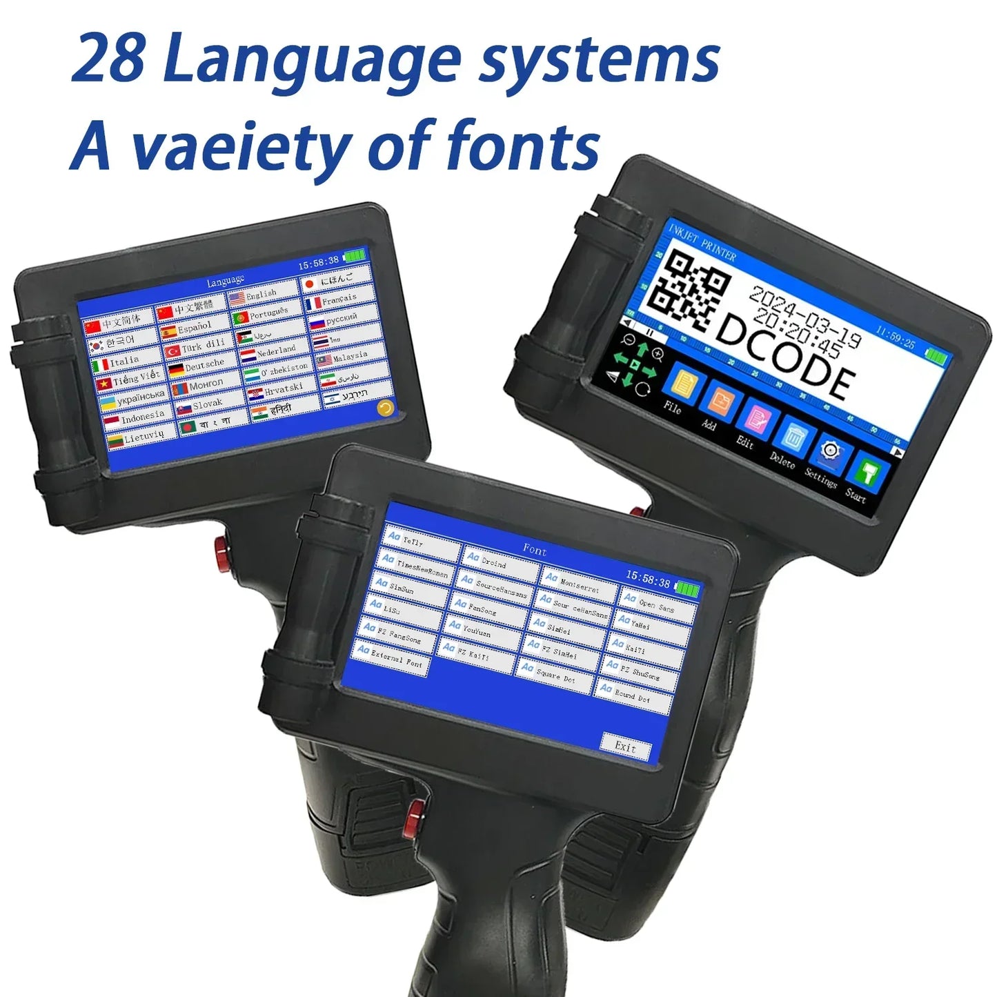 DCODE 1755PLUS Portable Handheld Inkjet Printer – 12.7mm Text, QR, Barcode, Logo & Date Printing Machine