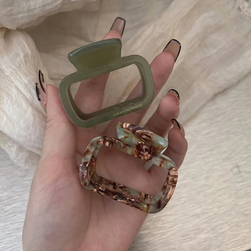 Retro Acetate Grab Clip: Elegant Korean Ponytail Braid Accessory - Hollowed-Out Design for Girls' Hairstyles & Jewelry Gifts