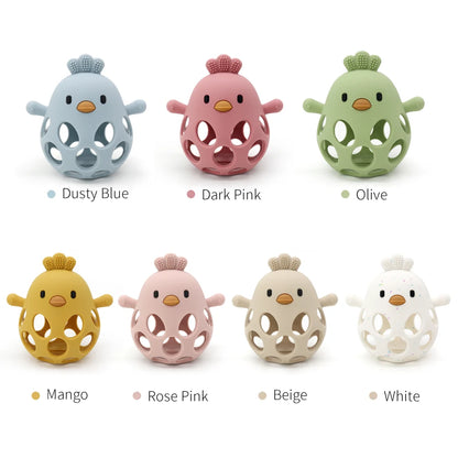 Baby Chick Silicone Teether - Cartoon Hollow Chewing Toy for Infant Teething Training & Care