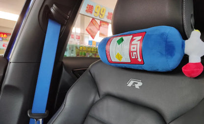 2024 Car Neck Pillow — Plush Headrest Cushion for Driver & Front Passenger Seat, NOS Bottle Style Car Decor