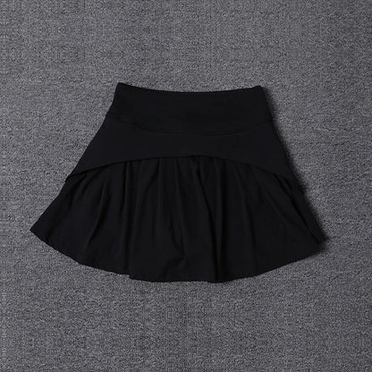 2024 Summer Women’s Anti-Glare Pleated Skirt – High Waist Ice Sports Short A-Line Half Skirt with Elastic Waist