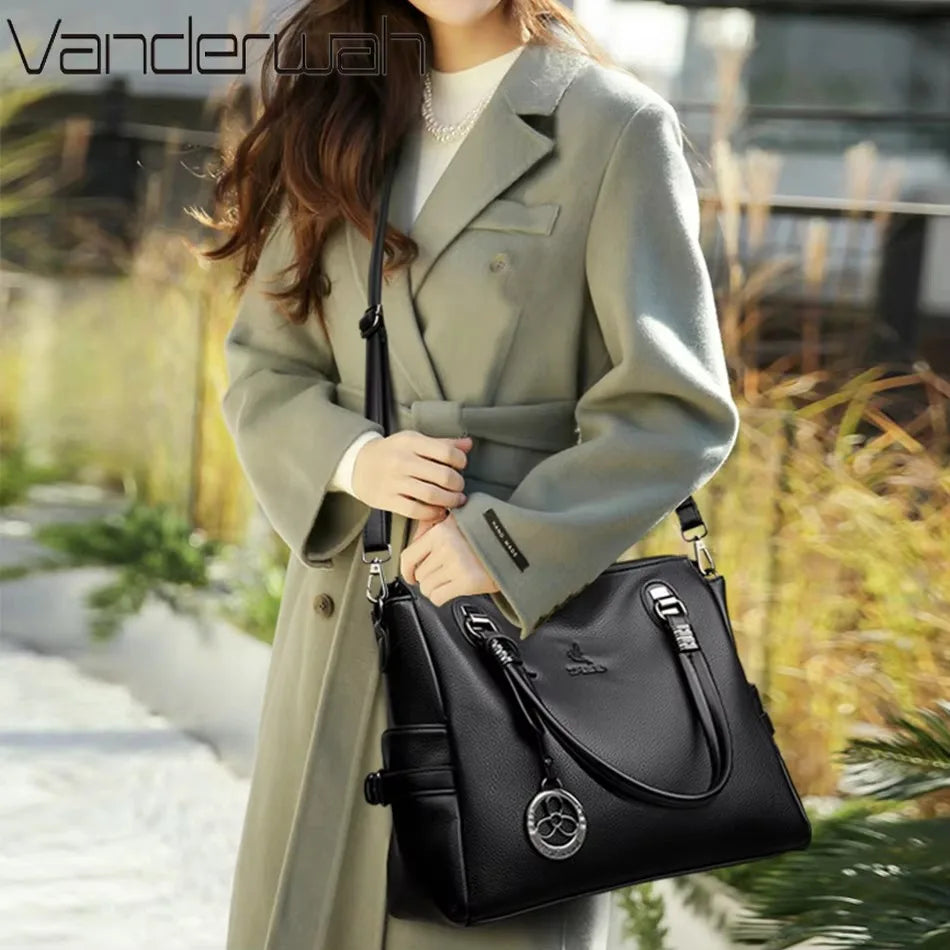 Luxury Women’s Leather Handbag – Large Capacity Shoulder & Crossbody Designer Bag