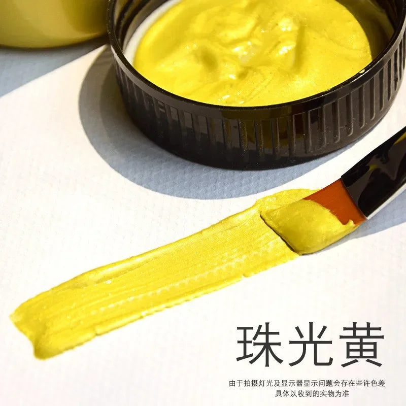 60/100ml Golden Acrylic Paint – Metal Pearlescent Waterproof Non-Fading Gypsum Glue for DIY Hand Painting
