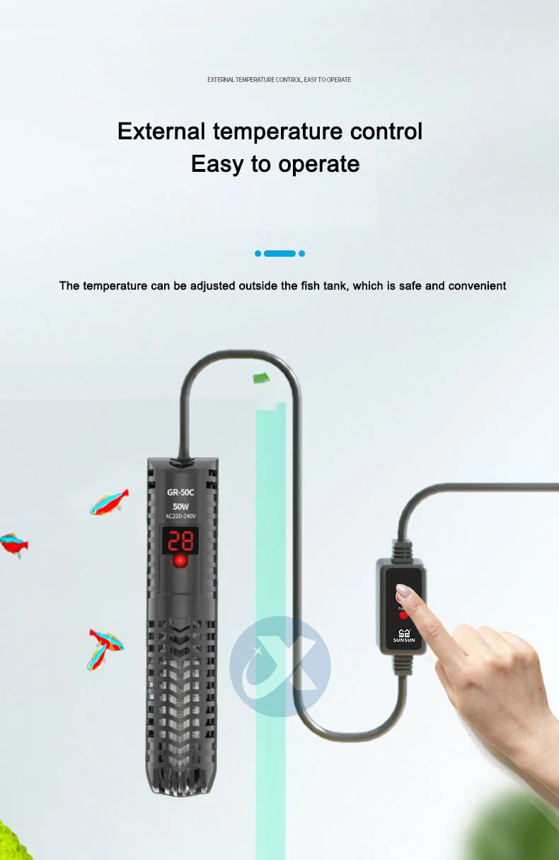 25W-300W Fish Tank Aquarium Heating Rod - Quartz Glass with Digital Display & Automatic Thermostat for Aquariums