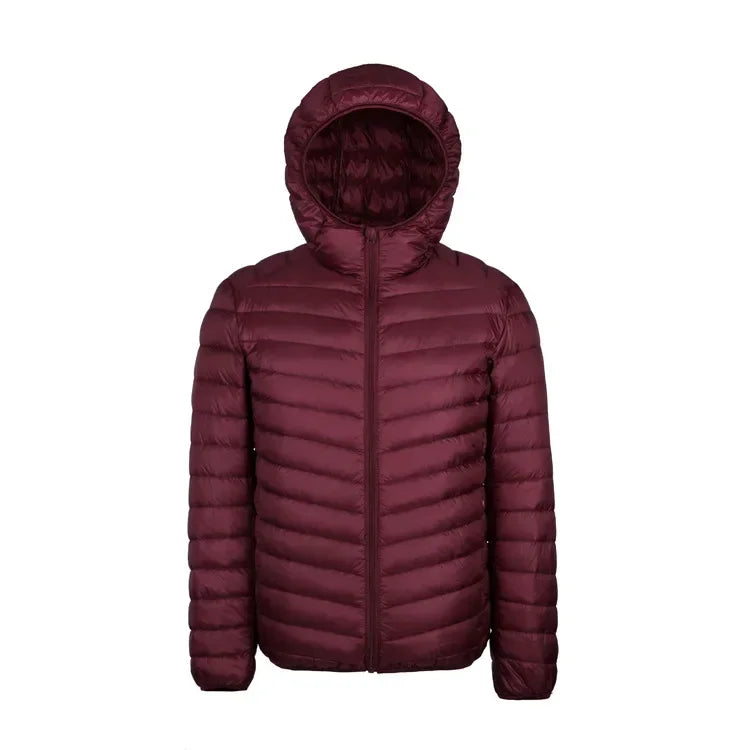 2024 Men’s Ultra-Light Down Jacket – 90% White Duck Down Hooded Thermal Feather Coat