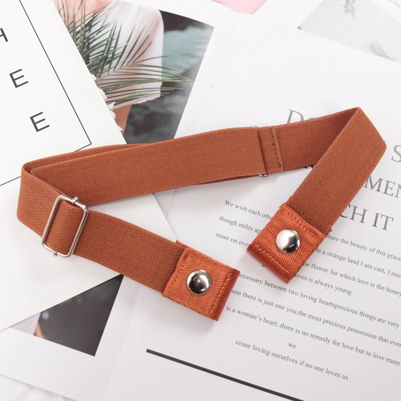 Elastic Buckle-Free Canvas Belt for Women – Stretch Waist Belt for Jeans & Pants, Invisible Lazy Belt