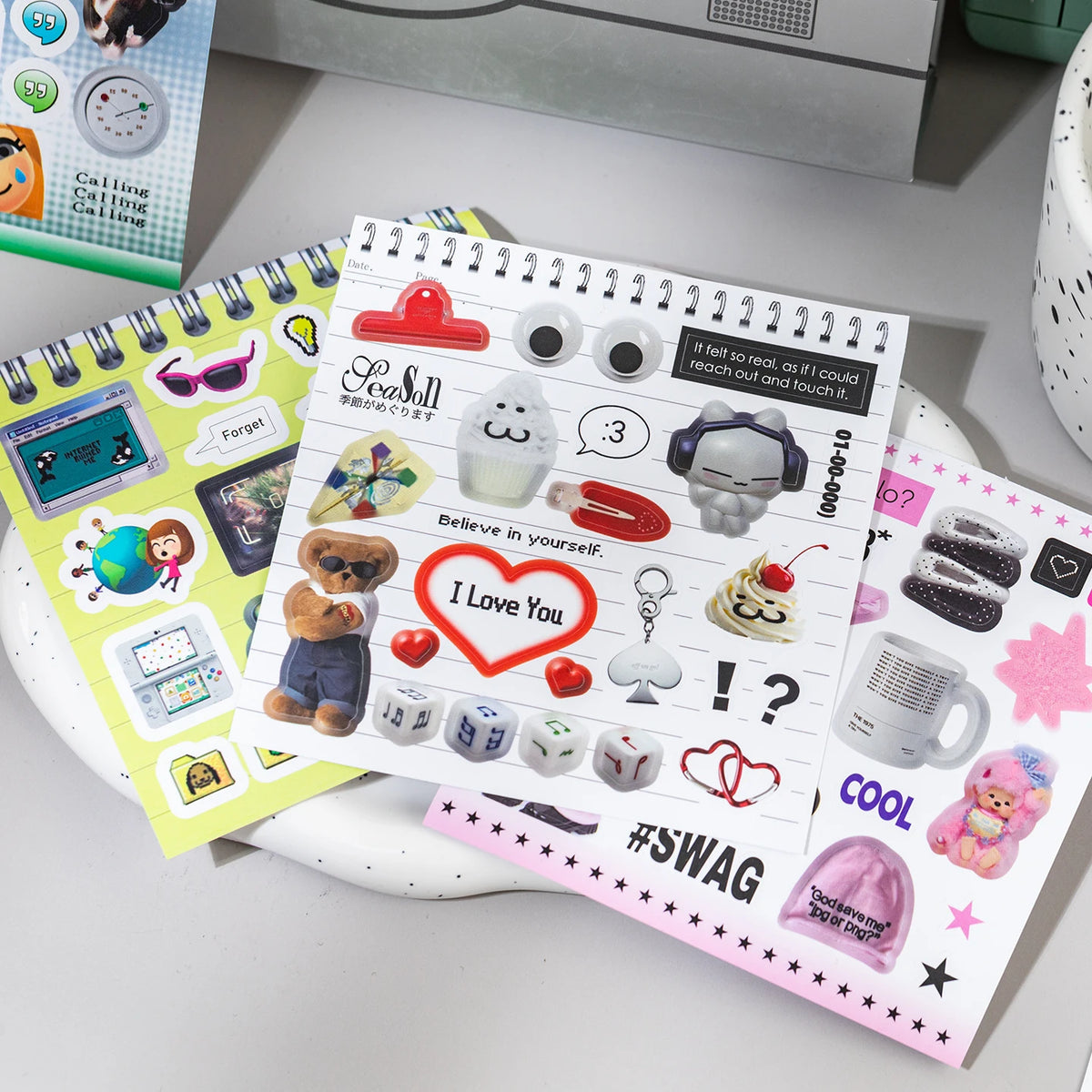 20-Piece Y2K Retro Tech PET Sticker Set - Vintage Aesthetic Decals for Scrapbooking, Journals and DIY Crafts