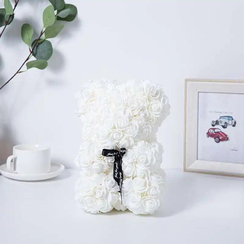 Romantic Eternal Flower Rose Bear — Creative Valentine’s Day & Christmas Gift, Wedding Decoration Hug Bear with Roses