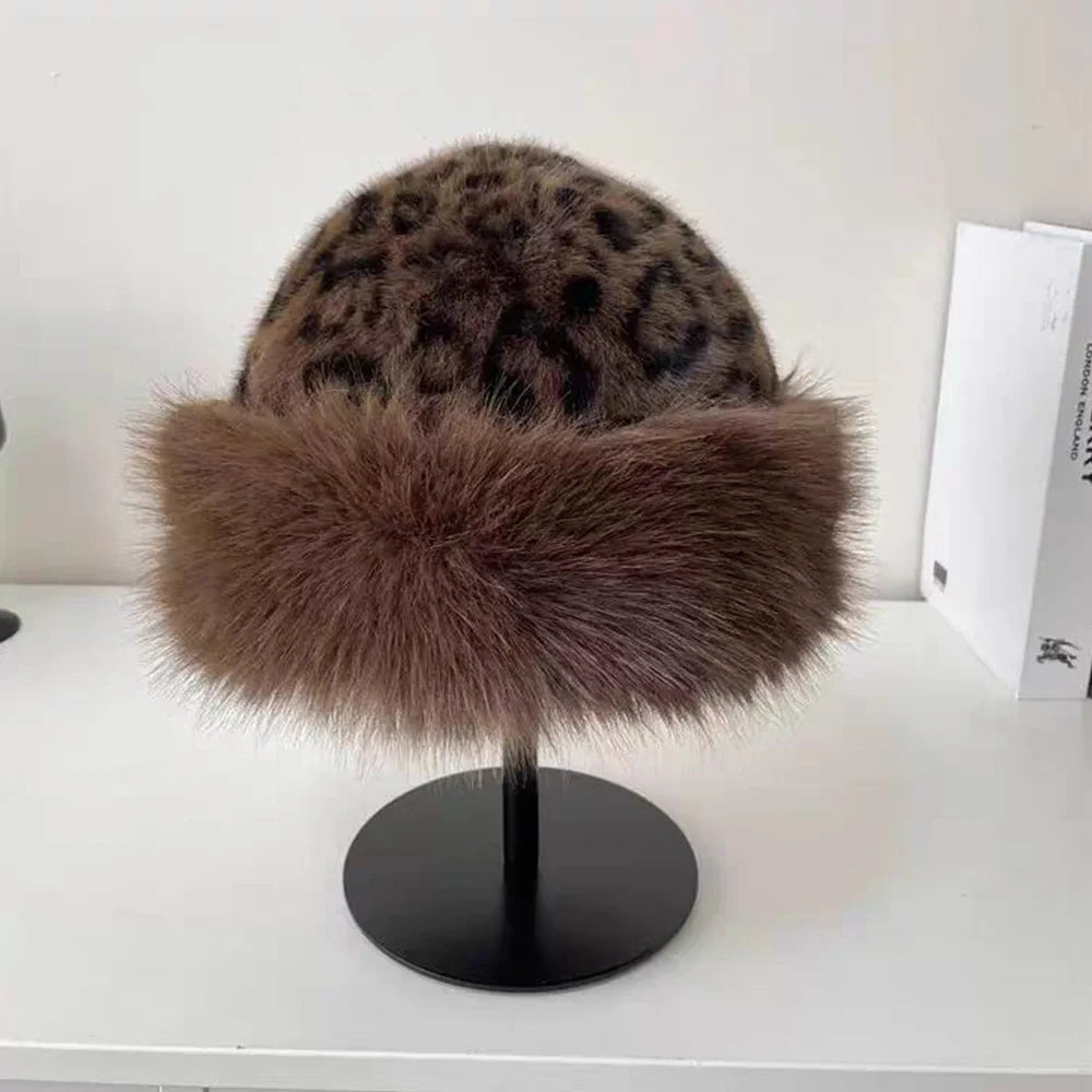 Women’s Winter Fluffy Fur Hat – Thick Warm Faux Fur Ski Cap, Russian Mink Fisherman Style, Windproof