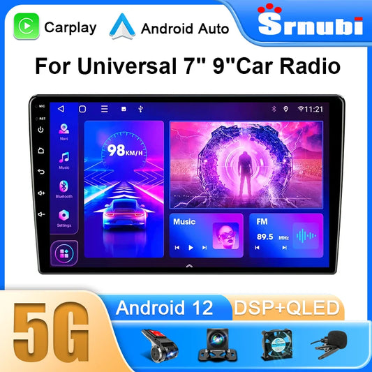 Srnubi 2DIN Car Radio Android 12 – Universal 7"/9" CarPlay Multimedia Player for Nissan, Honda, Toyota, Lada, Volkswagen, Hyundai