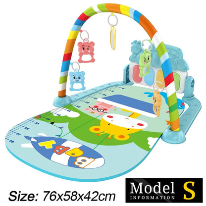 Baby Fitness Play Gym - Newborn Piano Activity Mat with Music, Crawling Blanket & Early Education Toys 0-36 Months