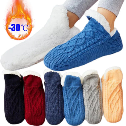 Thickened Winter Cashmere Socks - Thermal Woven Velvet Sleep Socks for Women, Cozy Home Slippers and Floor Socks