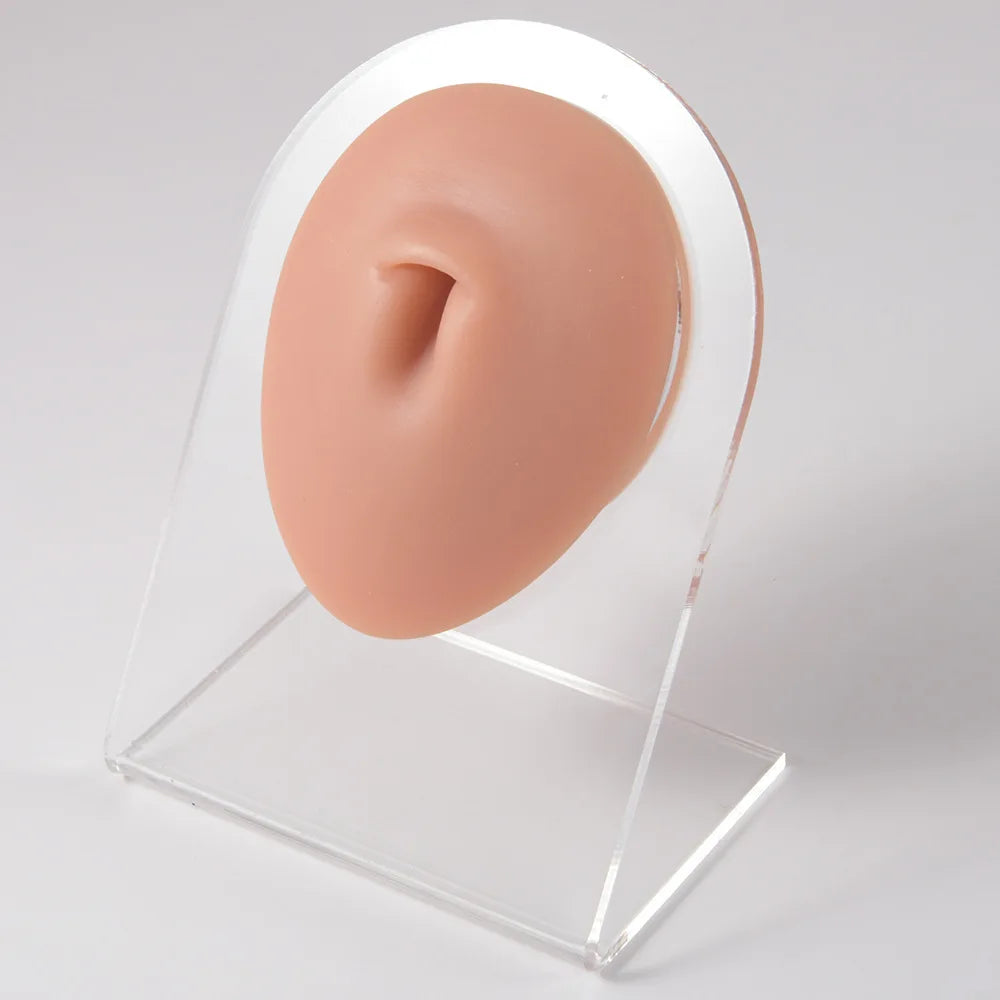 Soft Silicone 1:1 Simulation Body Piercing Practice Model – Ear, Nose, Navel & Nipple Display Stand for Jewelry Training & Teaching Accessories