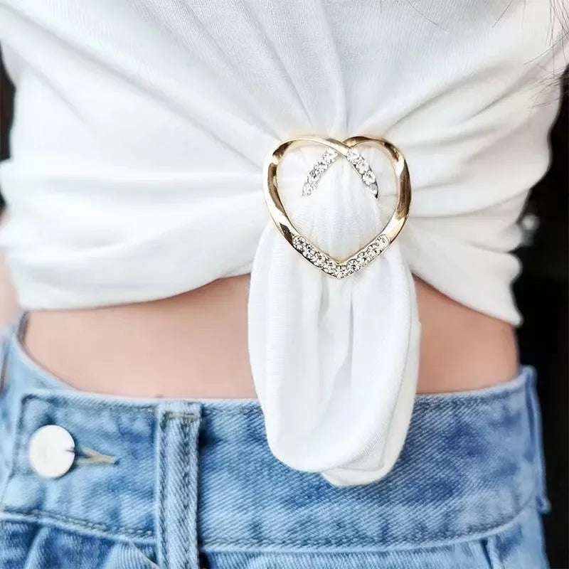 Crystal Pearl Hijab Scarf Ring: New Fashion Corner Hem Waist Knotted Brooches for Shirt & T-shirt - Metal Fixed Buckle Accessories