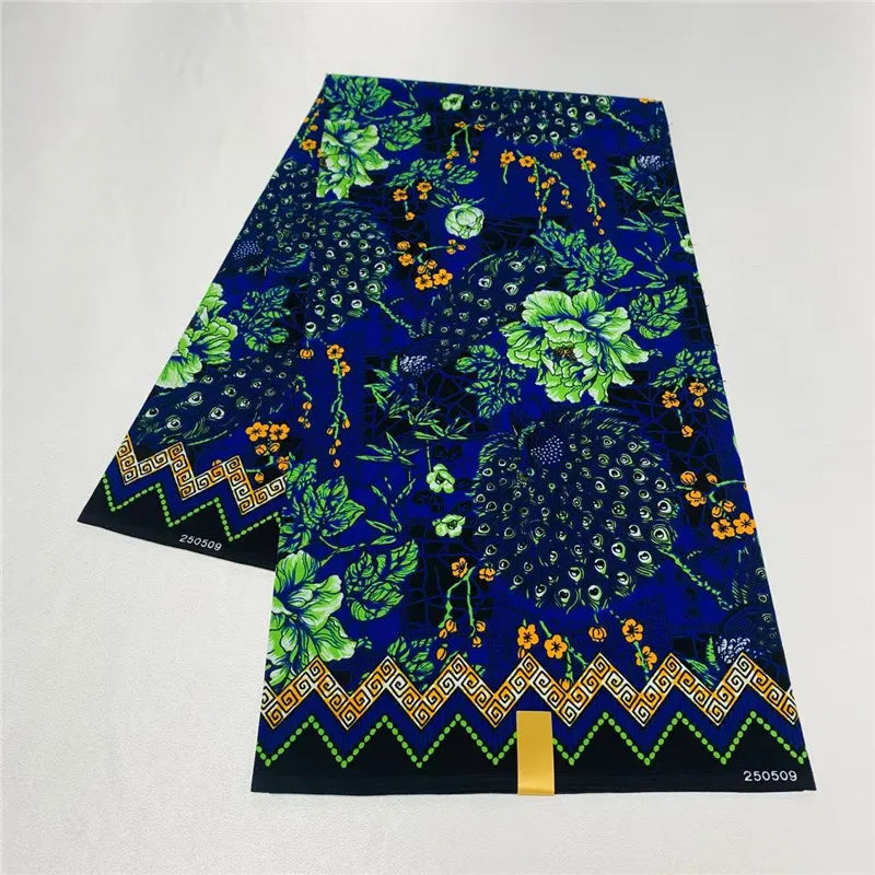 6 Yards African Real Wax Fabric - 100% Cotton Original Ankara Print for Party Dresses K121901