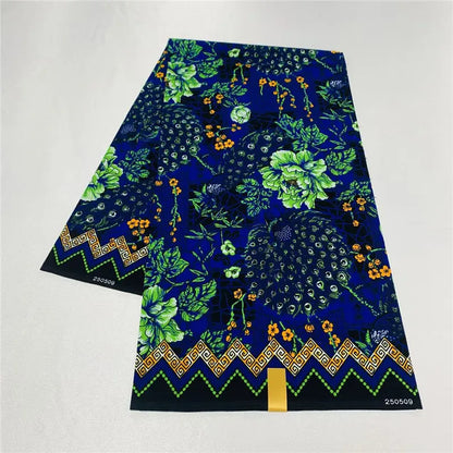6 Yards African Real Wax Fabric - 100% Cotton Original Ankara Print for Party Dresses K121901
