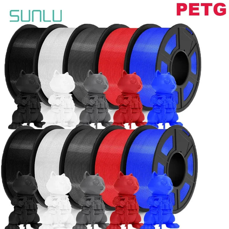 SUNLU PLA/PETG/PLA+ 3D Printer Filament Bundle – 10 Rolls 1KG Each, 1.75mm Neatly Wound Filament for 3D Printing (EU/US)