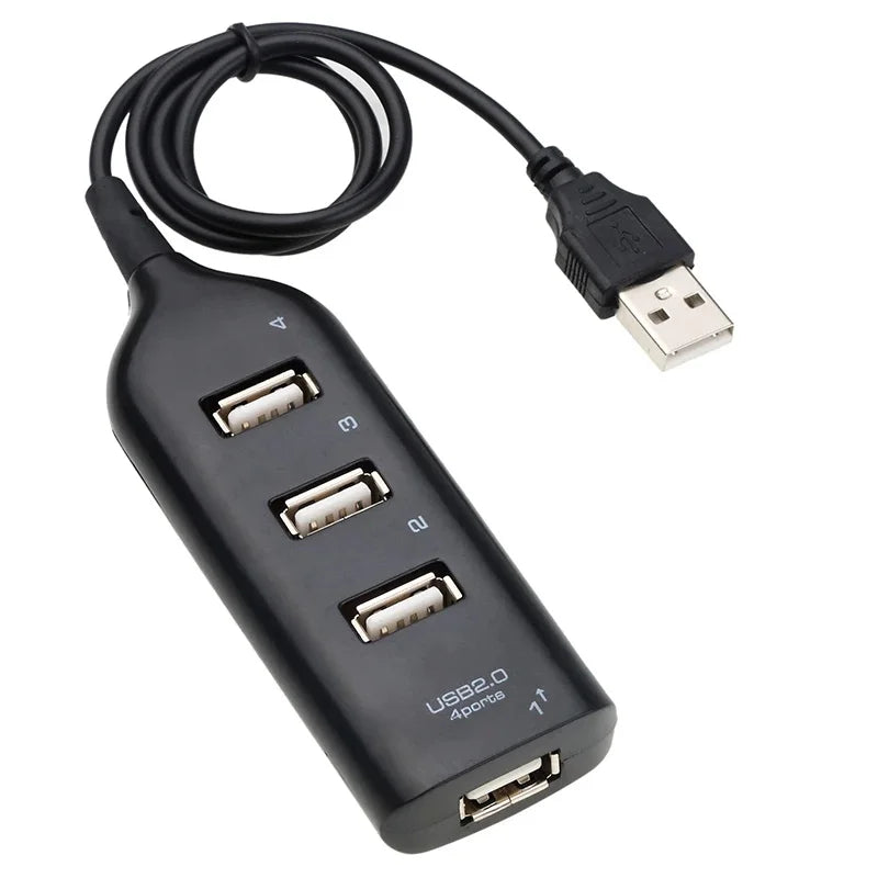 Mini USB 2.0 4-Port Hub - Powered USB Splitter with Adapter for PC, Laptop & Desktop, 480Mbps Data Transfer