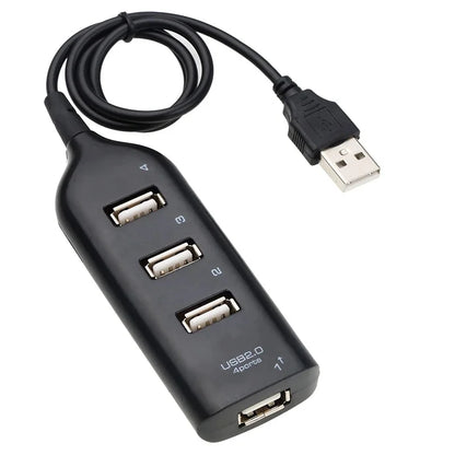 Mini USB 2.0 4-Port Hub - Powered USB Splitter with Adapter for PC, Laptop & Desktop, 480Mbps Data Transfer