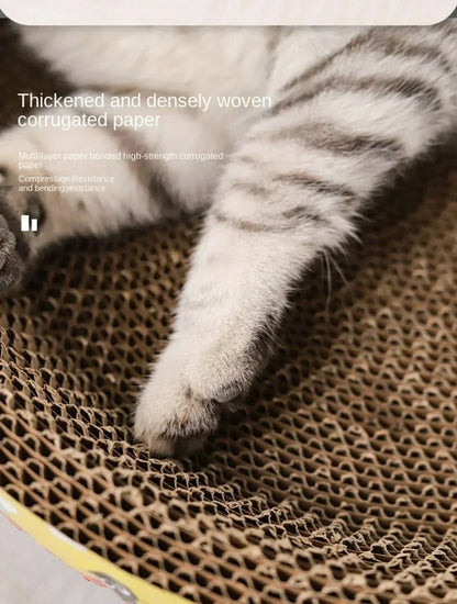 Cat Scratching Board – Oval Corrugated Paper Claw Grinding Toy, Wear-Resistant Furniture Protector & Cat Nest Accessory