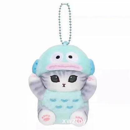 Hot Kawaii Plush Keychain Pendant — Mofusand Shark Cat & Cross-Dressing Hello Kitty/Kuromi Backpack Charm