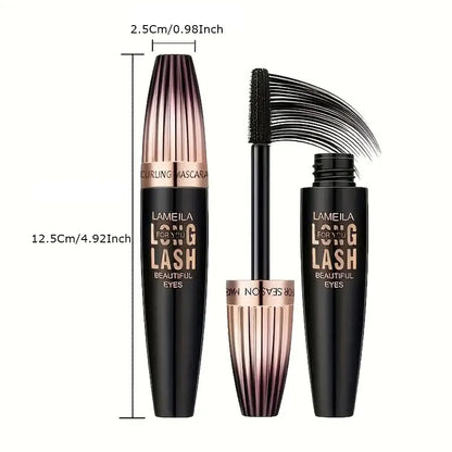 Waterproof 4D Mascara – Thick, Long, Smudge-Proof, Plump & Long-Lasting Curling for Large Eye Makeup, Makeup Tools