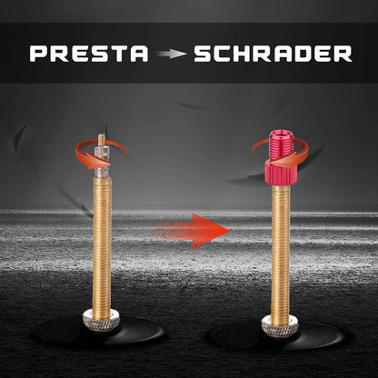 10-Color Aluminum Bicycle Valve Adapter – PRESTA to SCHRADER Converter for Bikes & Cars