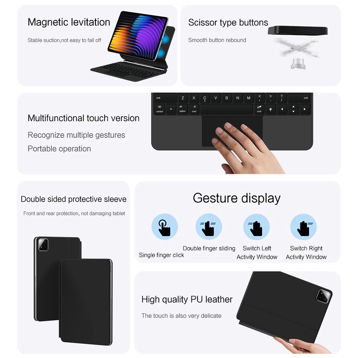 Magic Keyboard Folio for Xiaomi Pad 7 — Smart Case with Portuguese, Spanish, Korean & French Keyboard for Mi Pad 7 Pro 11.2-inch