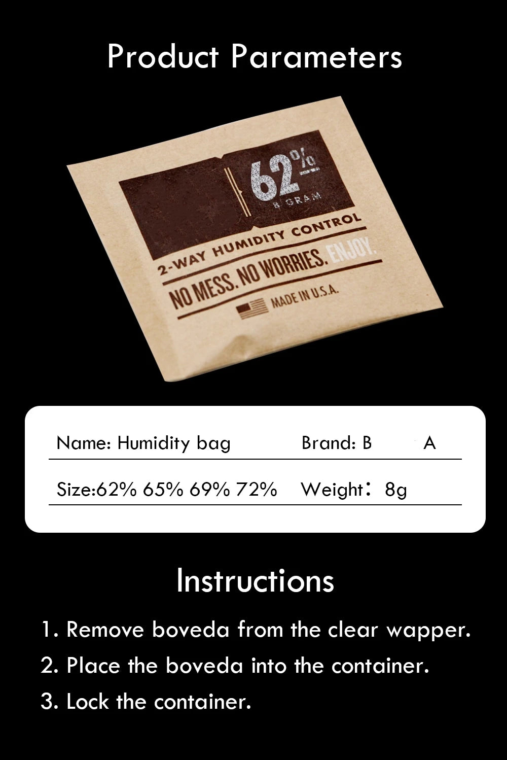 Professional Cigar Humidifier Bag – 8g CS-010 Moisture & Humidity Pack for Cigars