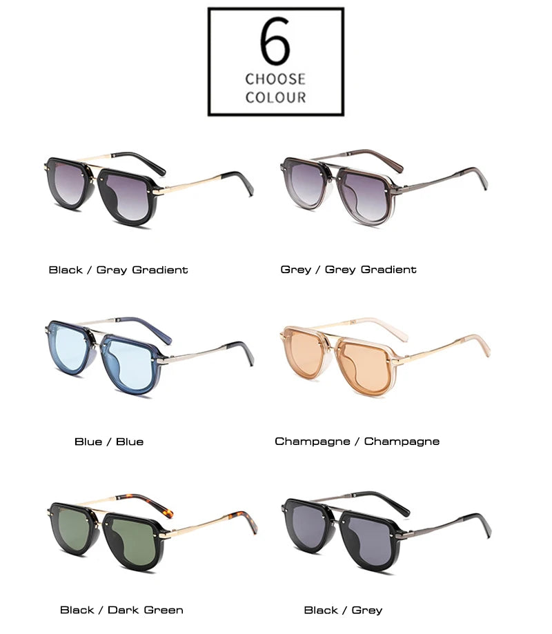SHAUNA Retro Oval Sunglasses – Luxury Punk UV400 Shades for Women & Men