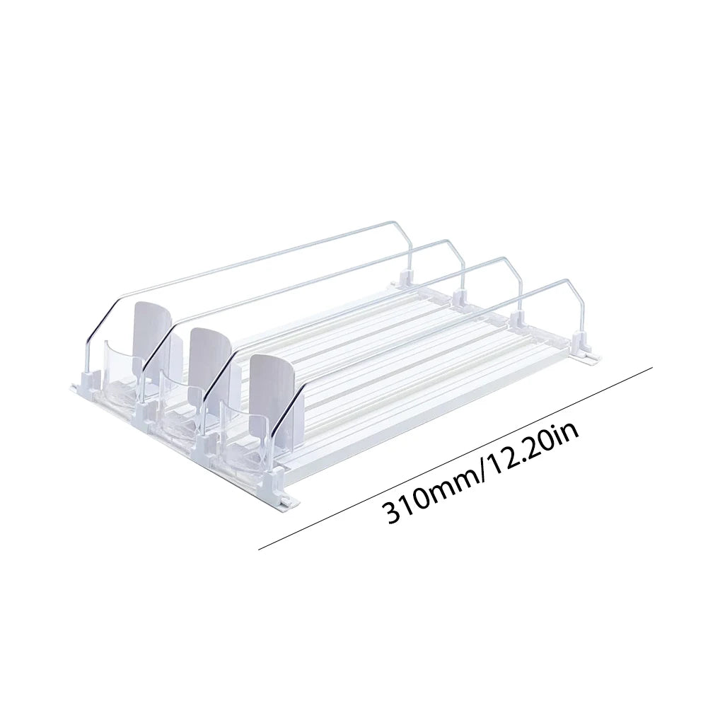 Canned Beverage Push Rack – Adjustable E-Shaped Drink Organizer & Dispenser for Kitchen & Fridge