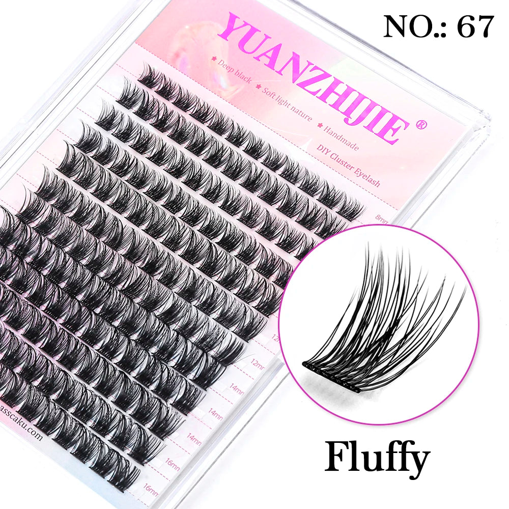 DIY 144 Cluster Lashes – Natural C/D Curl Individual Mink Eyelashes, Free Shipping, Home Makeup Supplies