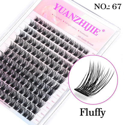DIY 144 Cluster Lashes – Natural C/D Curl Individual Mink Eyelashes, Free Shipping, Home Makeup Supplies