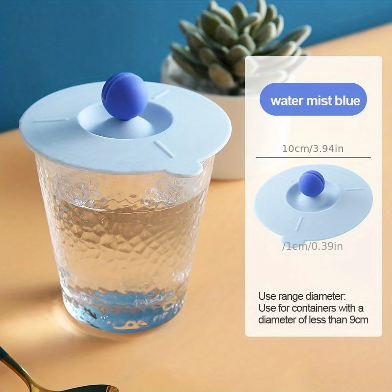 Round Heat-Resistant Silicone Cup Lid — Non-Toxic Universal Water & Coffee Mug Cover with Anti-Dust Seal and Spoon Holder