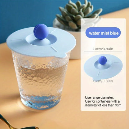 Round Heat-Resistant Silicone Cup Lid — Non-Toxic Universal Water & Coffee Mug Cover with Anti-Dust Seal and Spoon Holder