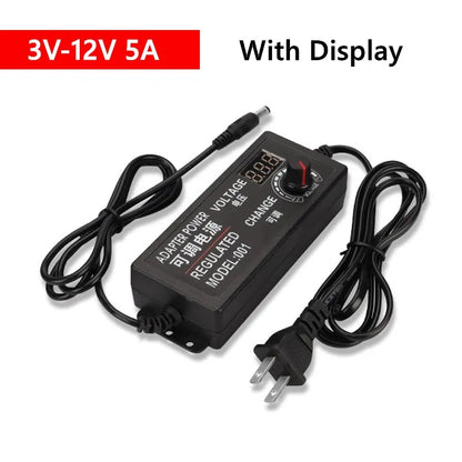 Adjustable AC DC Power Supply Adapter - 3V-36V Universal Voltage Converter with Multiple Jack Plugs for Home Appliances