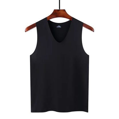 Men’s Silk Tank Top – Seamless Sleeveless Sport Vest, Plain Casual Summer Undershirt for Gym & Everyday Wear