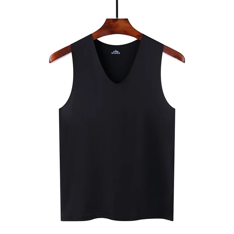 Men’s Silk Seamless Tank Top – Sleeveless Sport Vest Casual Gym Undershirt for Summer Comfort Wear