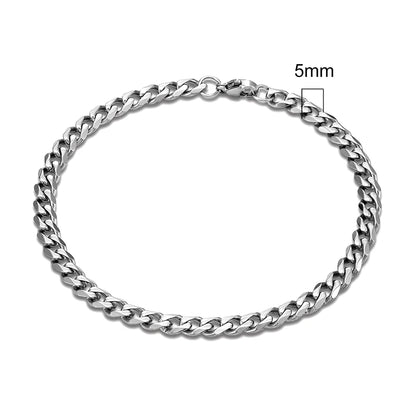 MKENDN Punk Rock Stainless Steel Cuban Curb Link Chain Bracelet – 3–11mm Silver Biker Jewelry for Men & Women